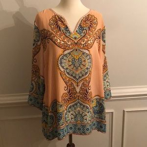 3/4 sleeve bright summer tunic